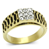 TK753 - Stainless Steel Ring Two-Tone IP Gold (Ion Plating) Men Top Grade Crystal Clear