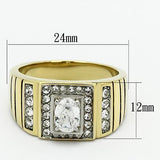 TK755 - Stainless Steel Ring Two-Tone IP Gold (Ion Plating) Men AAA Grade CZ Clear