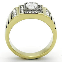 TK755 - Stainless Steel Ring Two-Tone IP Gold (Ion Plating) Men AAA Grade CZ Clear
