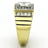 TK755 - Stainless Steel Ring Two-Tone IP Gold (Ion Plating) Men AAA Grade CZ Clear