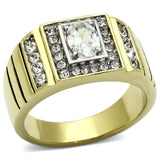 TK755 - Stainless Steel Ring Two-Tone IP Gold (Ion Plating) Men AAA Grade CZ Clear