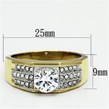 TK759 - Stainless Steel Ring Two-Tone IP Gold (Ion Plating) Men AAA Grade CZ Clear