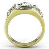 TK762 - Stainless Steel Ring Two-Tone IP Gold (Ion Plating) Men Top Grade Crystal Clear