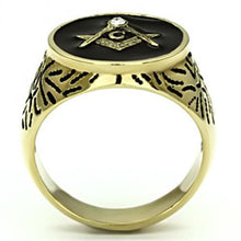 TK768 - Stainless Steel Ring IP Gold(Ion Plating) Men Top Grade Crystal Clear