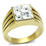 TK769 - Stainless Steel Ring IP Gold(Ion Plating) Men Top Grade Crystal Clear