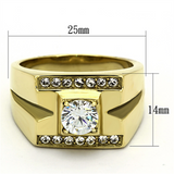 TK777 - Stainless Steel Ring IP Gold(Ion Plating) Men AAA Grade CZ Clear