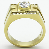 TK777 - Stainless Steel Ring IP Gold(Ion Plating) Men AAA Grade CZ Clear