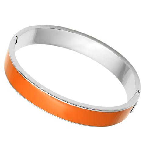 TK788 - Stainless Steel Bangle High polished (no plating) Women Epoxy Orange