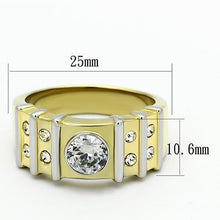 TK797 - Stainless Steel Ring Two-Tone IP Gold (Ion Plating) Men AAA Grade CZ Clear