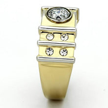 TK797 - Stainless Steel Ring Two-Tone IP Gold (Ion Plating) Men AAA Grade CZ Clear