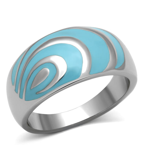 TK804 - Stainless Steel Ring High polished (no plating) Women Epoxy Sea Blue
