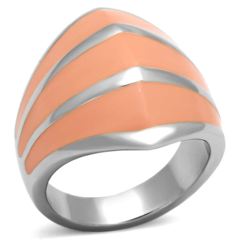 TK822 - Stainless Steel Ring High polished (no plating) Women Epoxy Orange