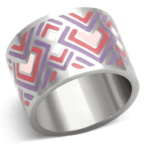 TK823 - Stainless Steel Ring High polished (no plating) Women Epoxy Multi Color