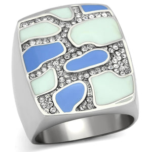 TK832 - Stainless Steel Ring High polished (no plating) Women Top Grade Crystal Clear