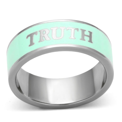 TK836 - Stainless Steel Ring High polished (no plating) Women Epoxy Turquoise
