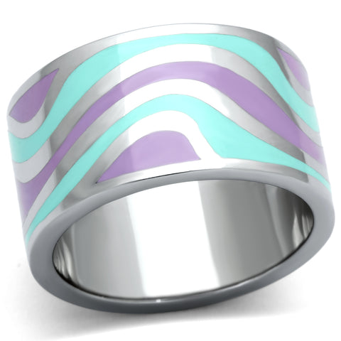 TK840 - Stainless Steel Ring High polished (no plating) Women Epoxy Multi Color