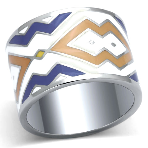 TK841 - Stainless Steel Ring High polished (no plating) Women Epoxy Multi Color