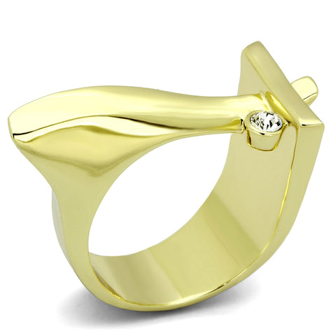 TK853 - Stainless Steel Ring IP Gold(Ion Plating) Women Top Grade Crystal Clear