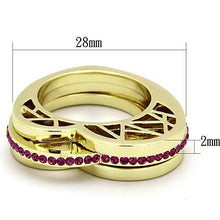 TK863 - Stainless Steel Ring IP Gold(Ion Plating) Women Top Grade Crystal Fuchsia