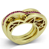 TK863 - Stainless Steel Ring IP Gold(Ion Plating) Women Top Grade Crystal Fuchsia