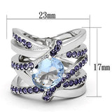 TK865 - Stainless Steel Ring High polished (no plating) Women Synthetic Light Sapphire