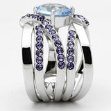TK865 - Stainless Steel Ring High polished (no plating) Women Synthetic Light Sapphire