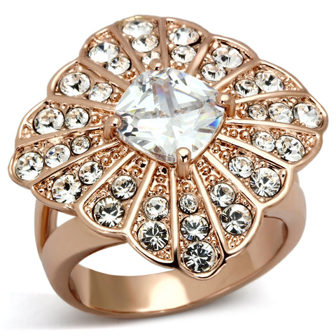 TK866 - Stainless Steel Ring IP Rose Gold(Ion Plating) Women AAA Grade CZ Clear