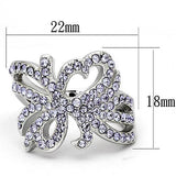 TK869 - Stainless Steel Ring High polished (no plating) Women Top Grade Crystal Light Sapphire