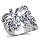 TK869 - Stainless Steel Ring High polished (no plating) Women Top Grade Crystal Light Sapphire