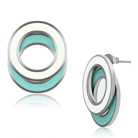 TK893 - Stainless Steel Earrings High polished (no plating) Women Epoxy Multi Color