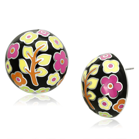 TK894 - Stainless Steel Earrings High polished (no plating) Women Epoxy Multi Color