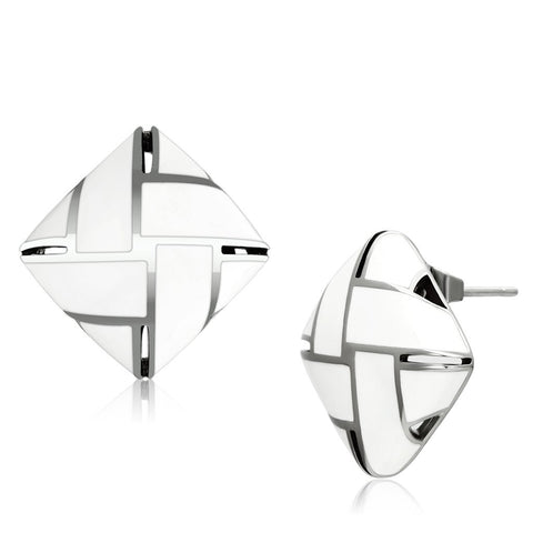 TK896 - Stainless Steel Earrings High polished (no plating) Women Epoxy White