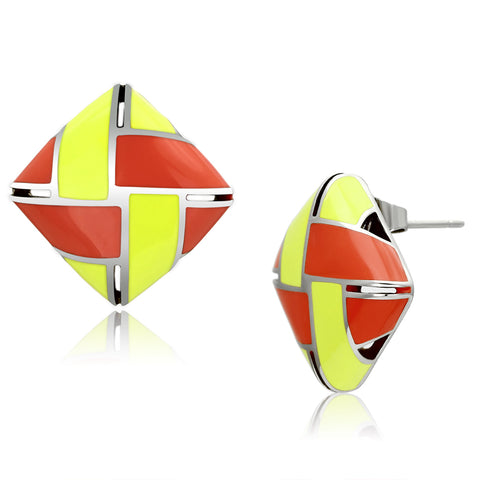 TK897 - Stainless Steel Earrings High polished (no plating) Women Epoxy Multi Color