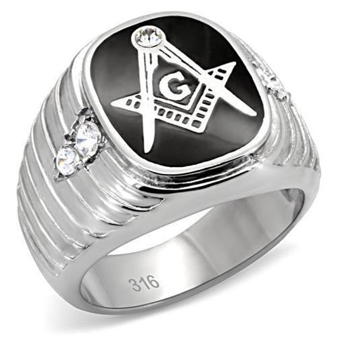 TK8X024 - Stainless Steel Ring High polished (no plating) Men Top Grade Crystal Clear