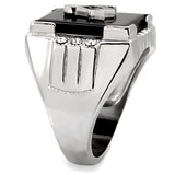 TK8X027 - Stainless Steel Ring High polished (no plating) Men Semi-Precious Jet