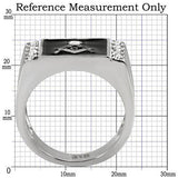 TK8X030 - Stainless Steel Ring High polished (no plating) Men AAA Grade CZ Clear