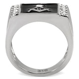 TK8X030 - Stainless Steel Ring High polished (no plating) Men AAA Grade CZ Clear