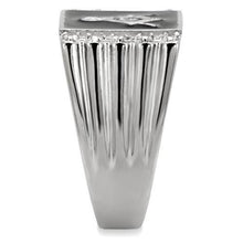 TK8X030 - Stainless Steel Ring High polished (no plating) Men AAA Grade CZ Clear