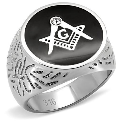 TK8X034 - Stainless Steel Ring High polished (no plating) Men Top Grade Crystal Clear