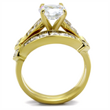 TK8X040 - Stainless Steel Ring IP Gold(Ion Plating) Women AAA Grade CZ Clear