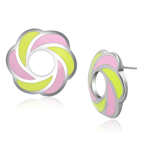 TK904 - Stainless Steel Earrings High polished (no plating) Women Epoxy Multi Color