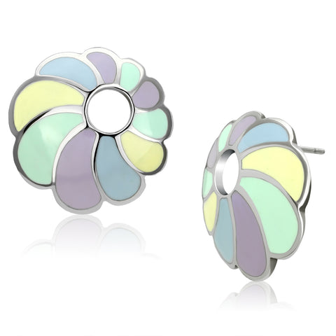 TK905 - Stainless Steel Earrings High polished (no plating) Women Epoxy Multi Color