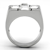 TK919 - Stainless Steel Ring High polished (no plating) Men Top Grade Crystal Clear