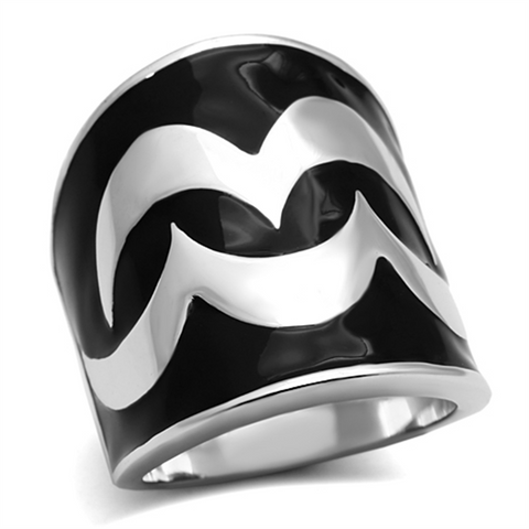 TK926 - Stainless Steel Ring High polished (no plating) Women Epoxy Jet