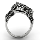 TK933 - Stainless Steel Ring High polished (no plating) Women Top Grade Crystal Jet
