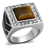 TK938 - Stainless Steel Ring High polished (no plating) Men Synthetic Topaz