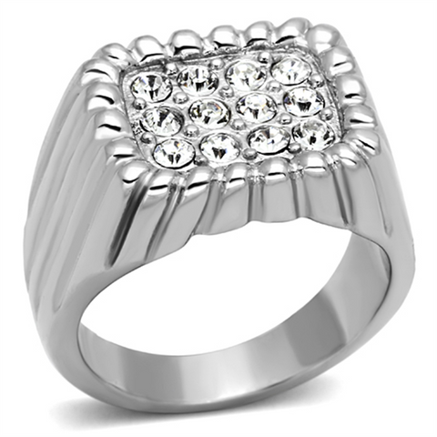 TK940 - Stainless Steel Ring High polished (no plating) Men Top Grade Crystal Clear