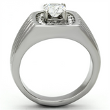 TK943 - Stainless Steel Ring High polished (no plating) Men AAA Grade CZ Clear