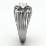 TK943 - Stainless Steel Ring High polished (no plating) Men AAA Grade CZ Clear