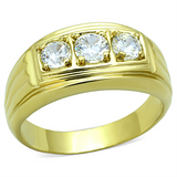 TK946G - Stainless Steel Ring IP Gold(Ion Plating) Men AAA Grade CZ Clear